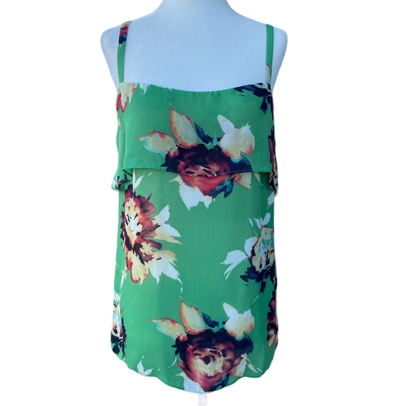 CABi Green Floral Flounce Tank Top M - Picture 1 of 13